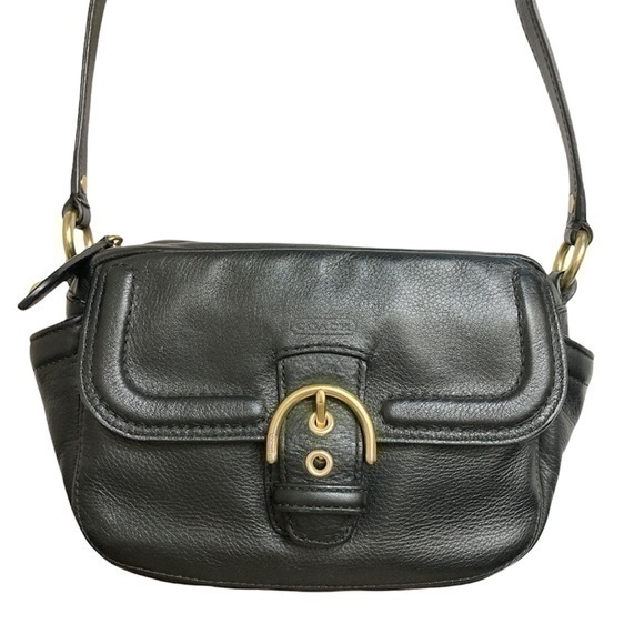 Coach black leather soho crossbody camera bag